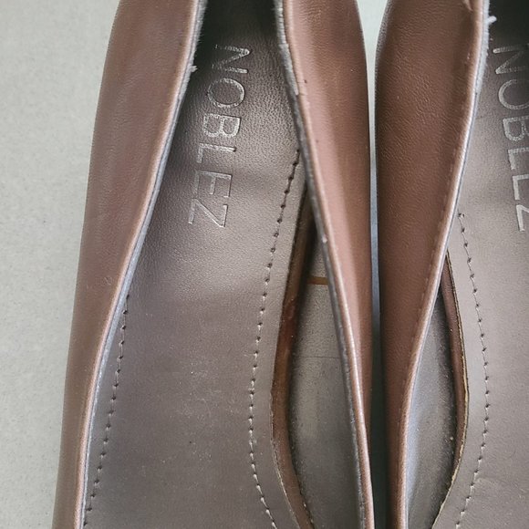 Beige Kitten Heels with Metallic Buckle Detail - Picture 4 of 6